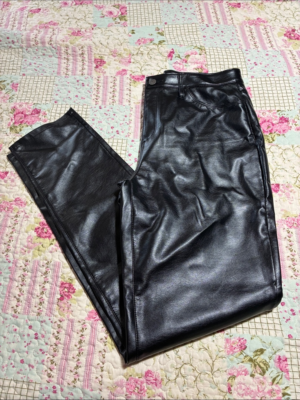Black Faux Leather Pants